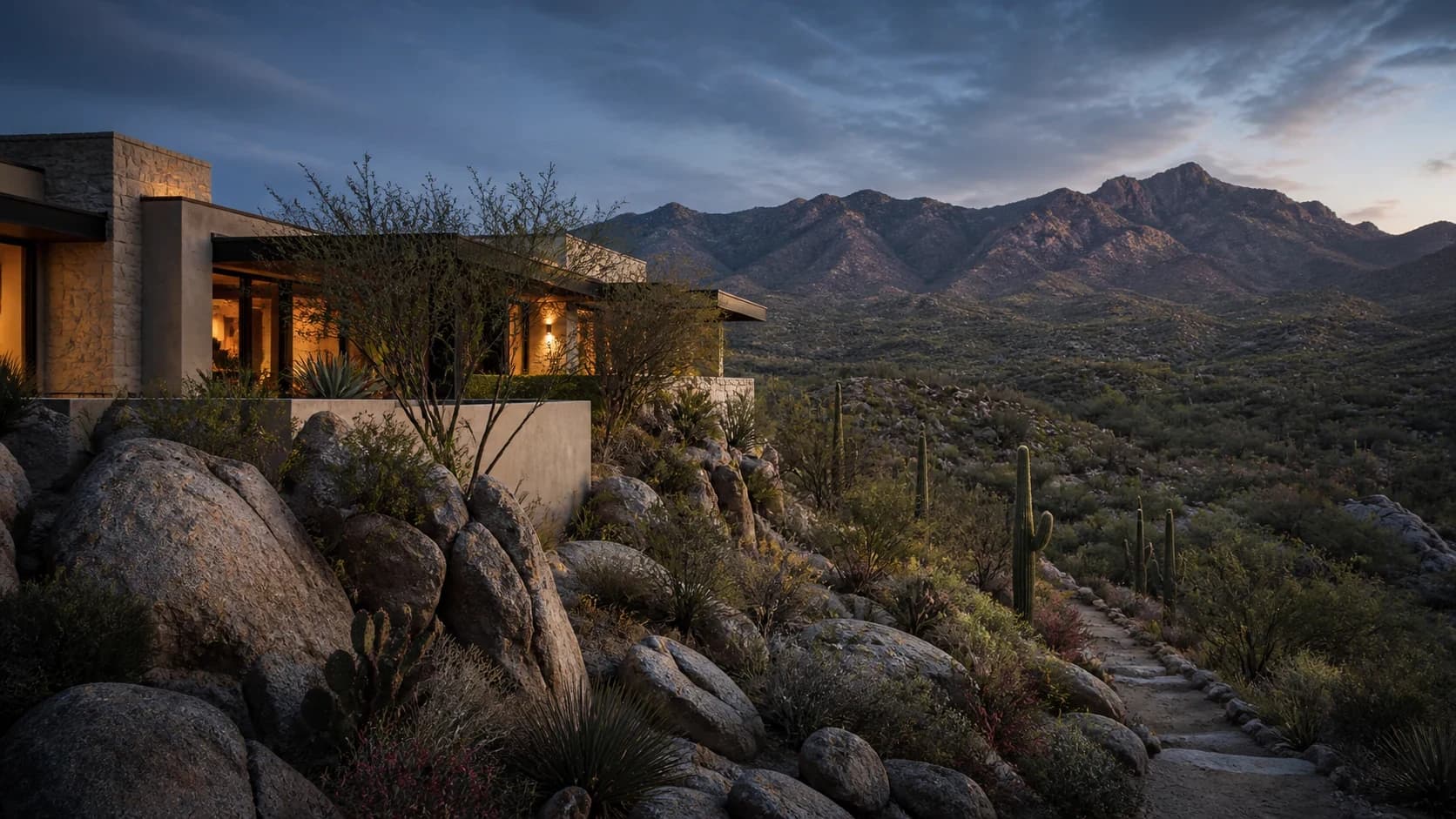 Representative Catalina Foothills mountain landscape in warm morning light