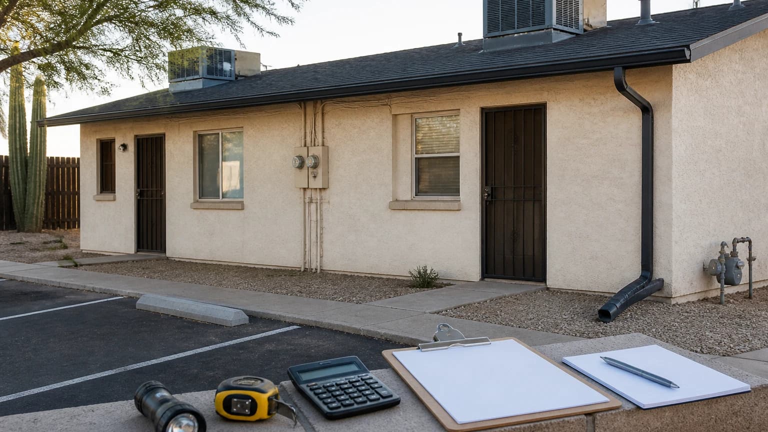 Representative Catalina Foothills home, granite, saguaro, wash, and mountain context